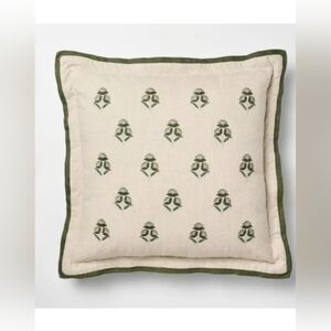 Square Embroidered Floral with Flange Natural/Green - Threshold™ Design with Stu